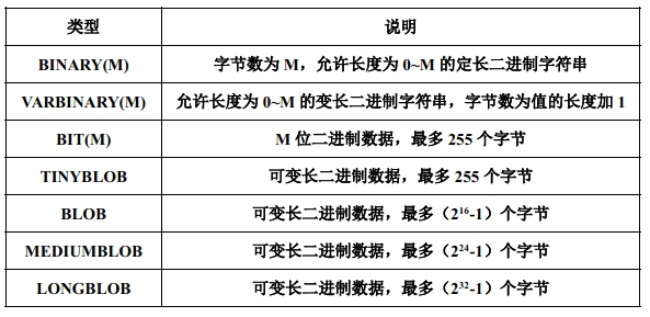 MySQL二进制类型